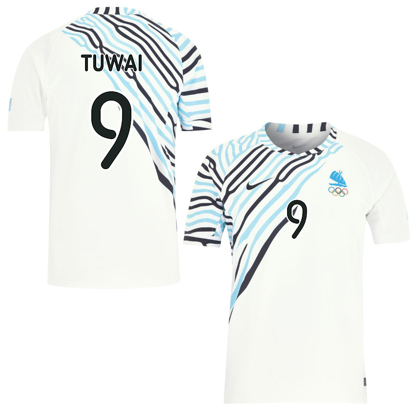 Jerry Tuwai 9 Fiji Sevens Rugby Home Olympic Games Paris 2024 Jersey – White