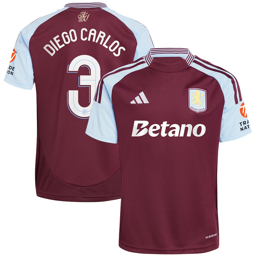 Diego Carlos 3 Aston Villa Cup 2024/25 Home Men Jersey – Claret