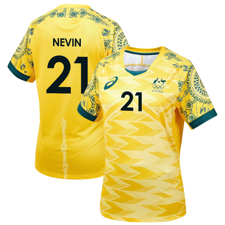 Courtney Nevin 21 Australia Women's National Team 2024/25 Men Home Jersey – Yellow