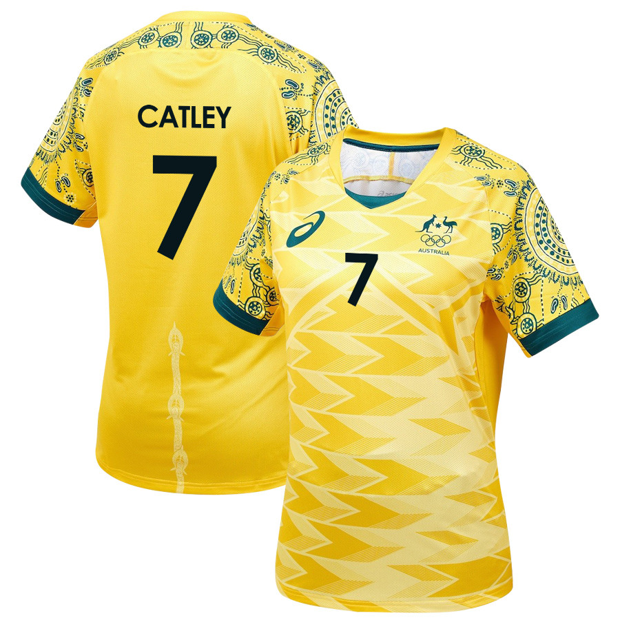 Steph Catley 7 Australia Women's National Team 2024/25 Men Home Jersey – Yellow