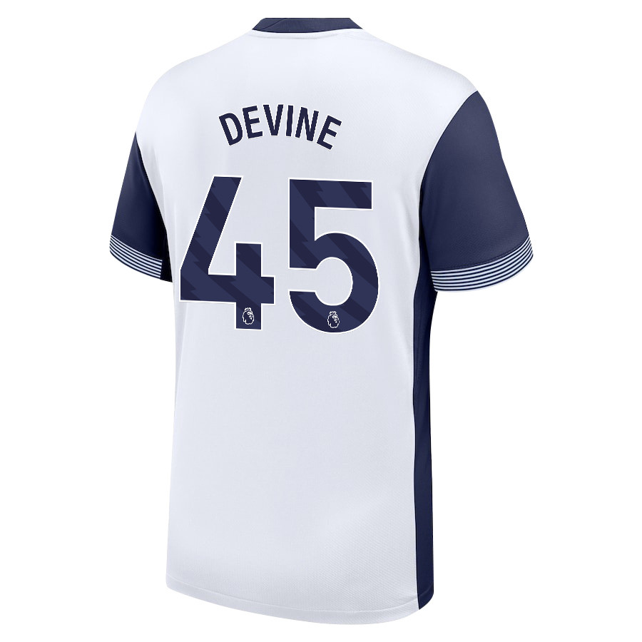 Alfie Devine 45 Tottenham Hotspur 2024/25 Home Men Jersey – White