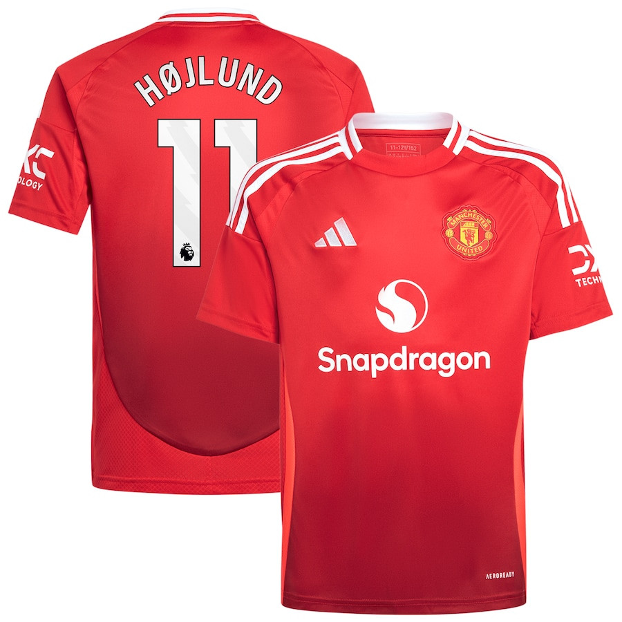 Rasmus Hjlund 11 Manchester United 2024/25 Home YOUTH Jersey – Red