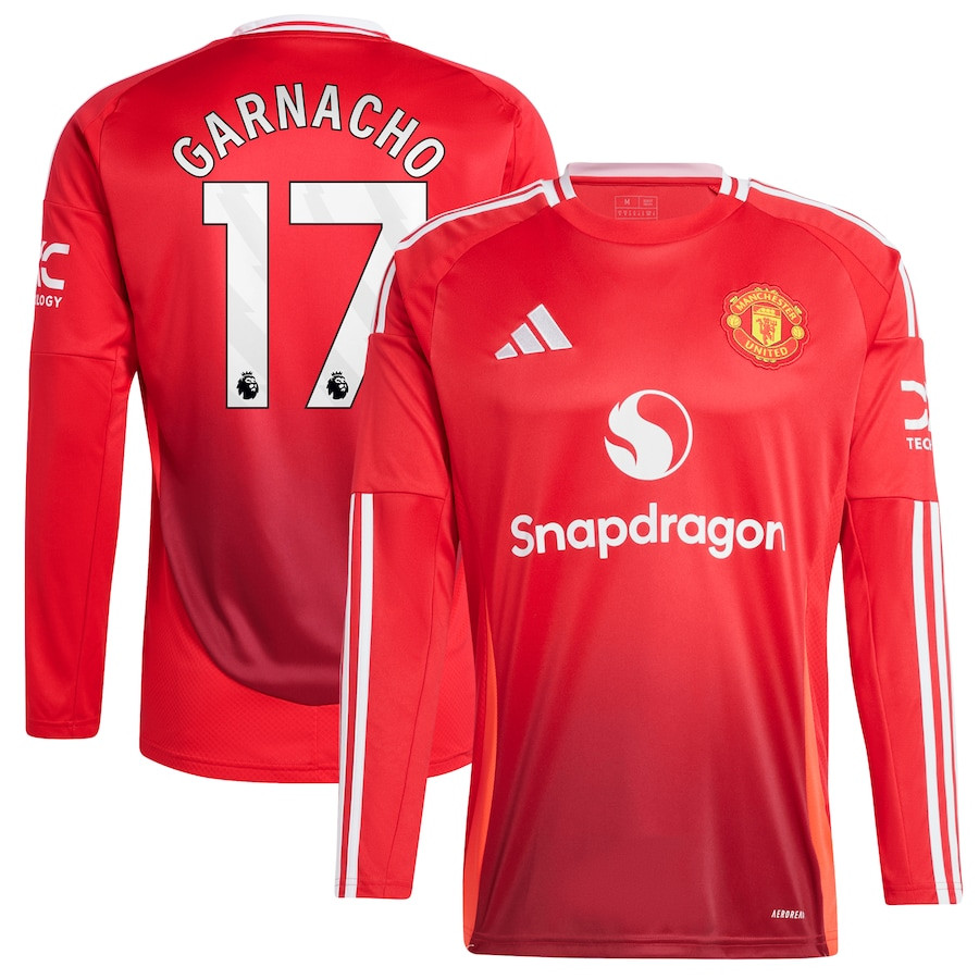 Alejandro Garnacho 17 Manchester United 2024/25 Home Men Long Sleeve Jersey – Red