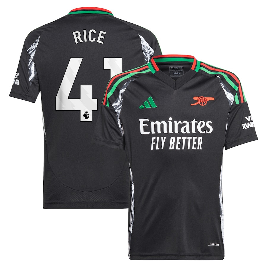 Declan Rice 41 Arsenal 2024/25 Away YOUTH Jersey – Black