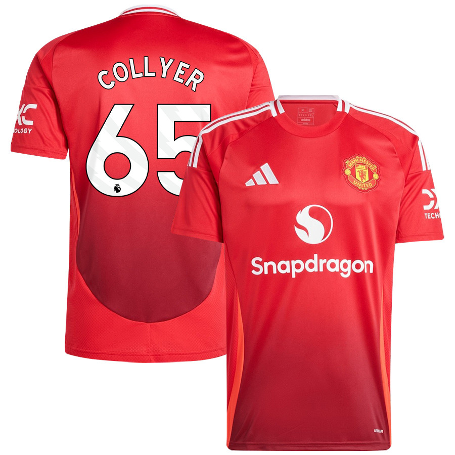 Toby Collyer 65 Manchester United 2024/25 Home Jersey – Men, Red