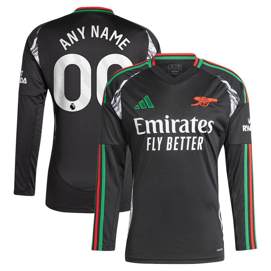 Arsenal 2024/25 Away Long Sleeve Men Custom Jersey – Black