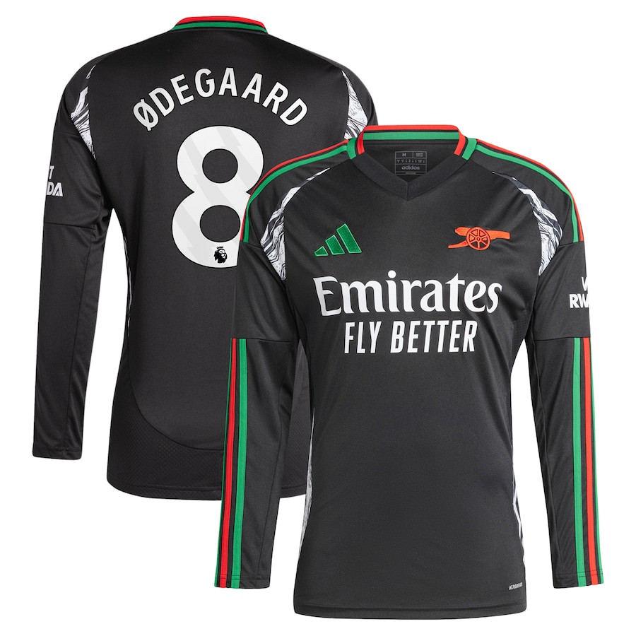 Martin degaard 8 Arsenal 2024/25 Away Long Sleeve Men Jersey – Black
