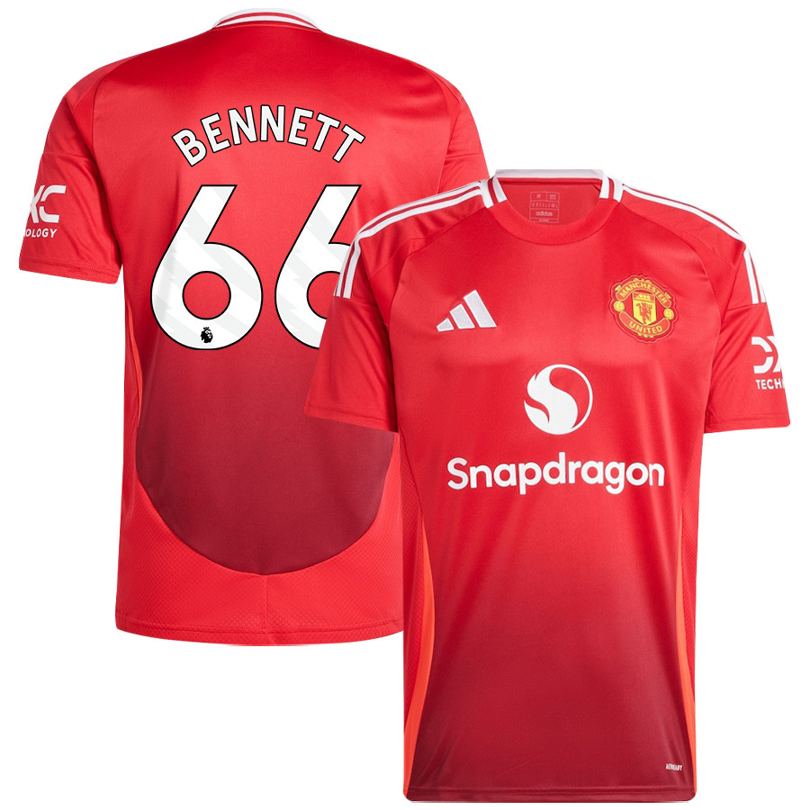 Rhys Bennett 66 Manchester United 2024/25 Home Jersey – Men, Red