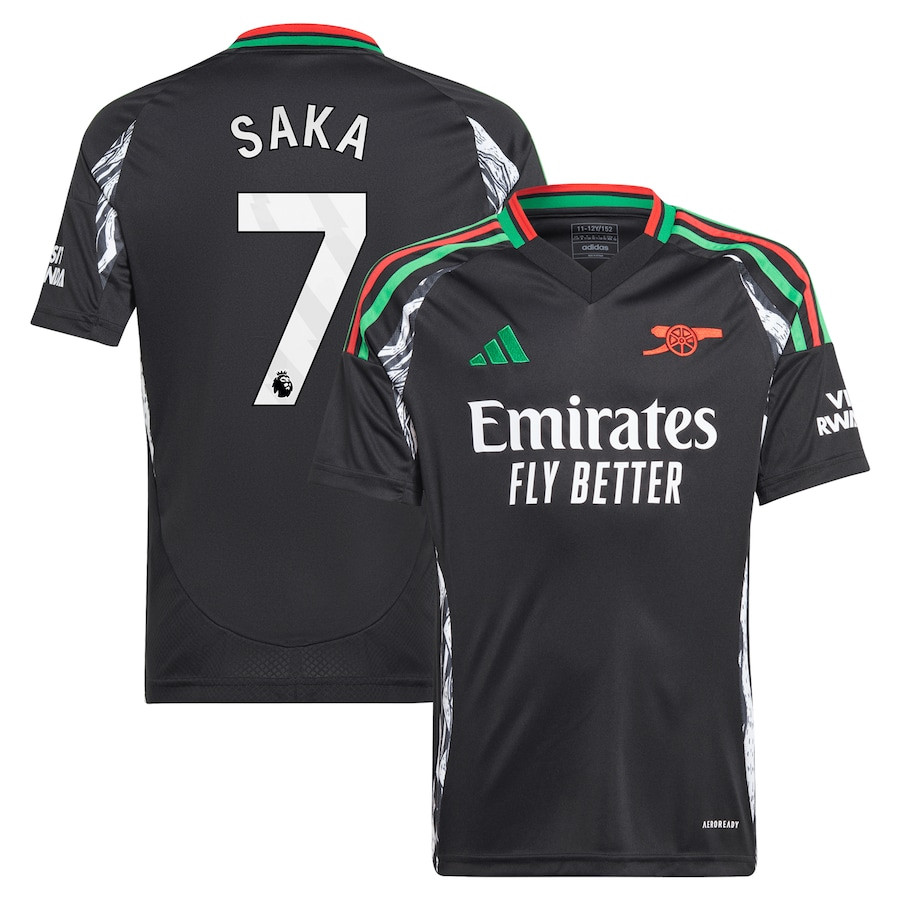 Bukayo Saka 7 Arsenal 2024/25 Away YOUTH Jersey – Black