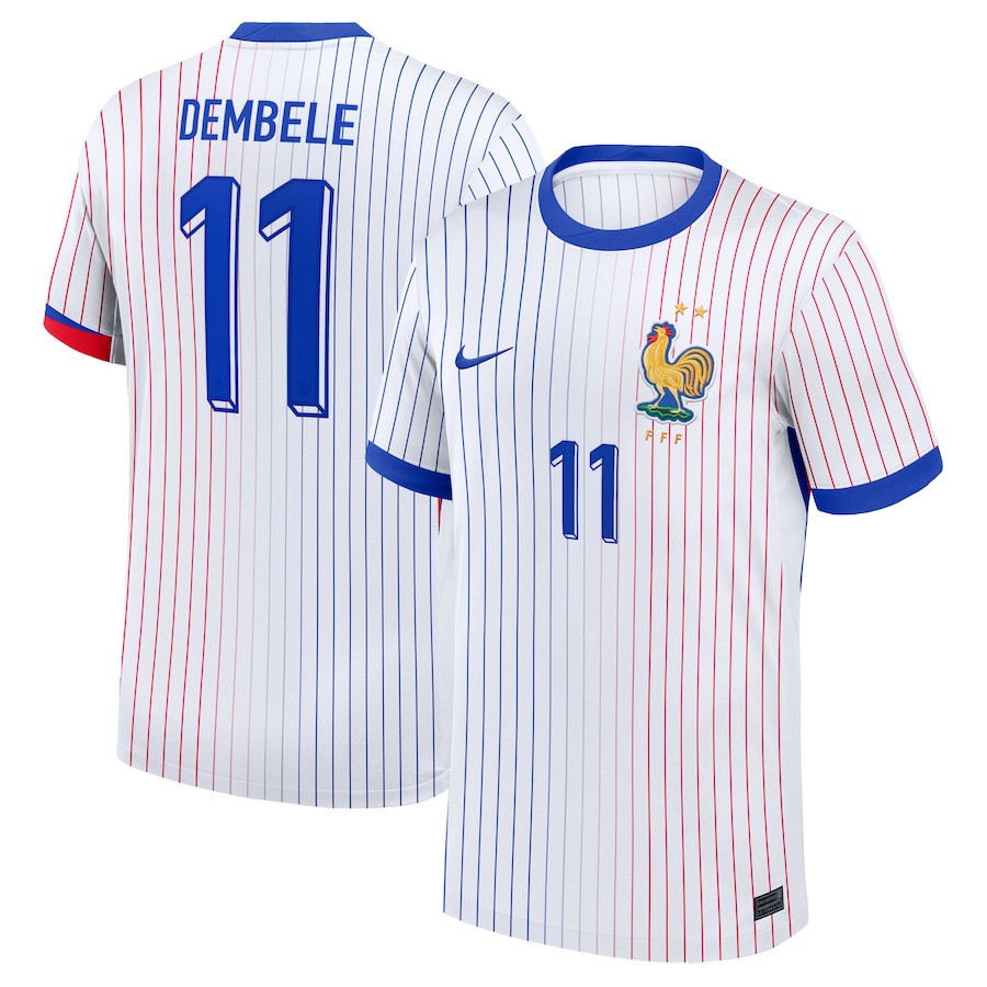 Ousmane Dembl 11 France National Team 2024 Away YOUTH Jersey – White