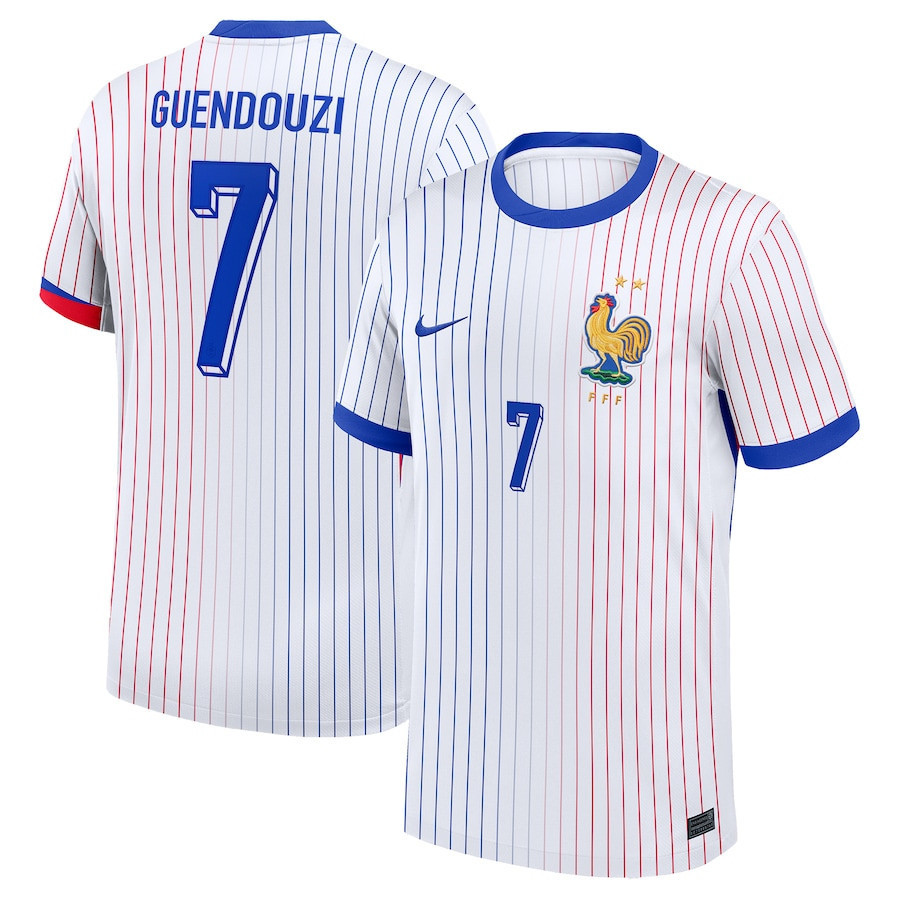 Matteo Guendouzi 7 France National Team 2024 Away YOUTH Jersey – White