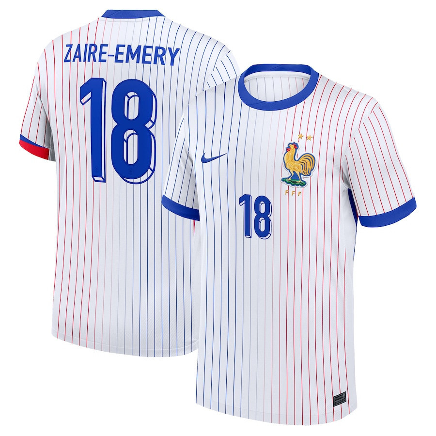 Warren Zare-Emery 18 France National Team 2024 Away YOUTH Jersey – White