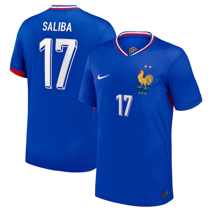 William Saliba 17 France National Team 2024 Home YOUTH Jersey – Blue