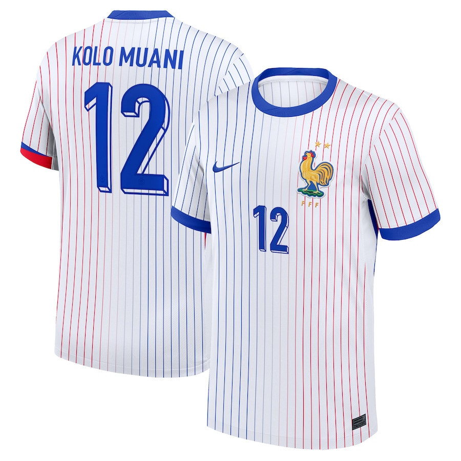 Randal Kolo Muani 12 France National Team 2024 Away YOUTH Jersey – White