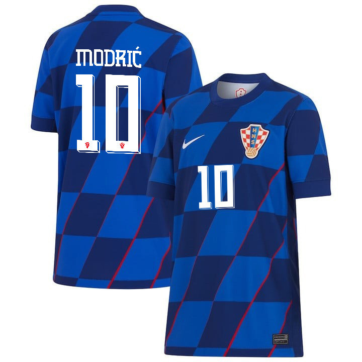 Luka Modric 10 Croatia National Team 2024 Away YOUTH Jersey – Blue