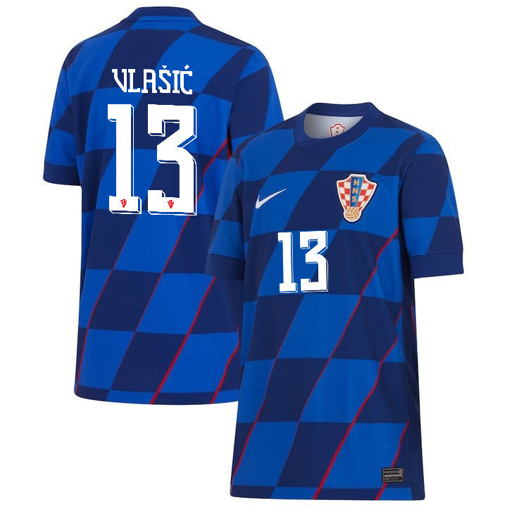 Nikola Vlai? 13 Croatia National Team 2024 Away YOUTH Jersey – Blue
