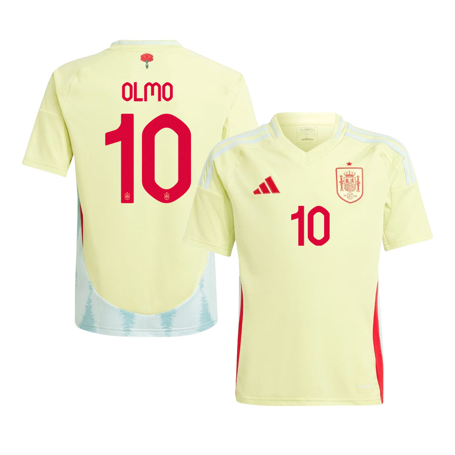 Dani Olmo 10 Spain National Team 2024 Away YOUTH Jersey – Yellow