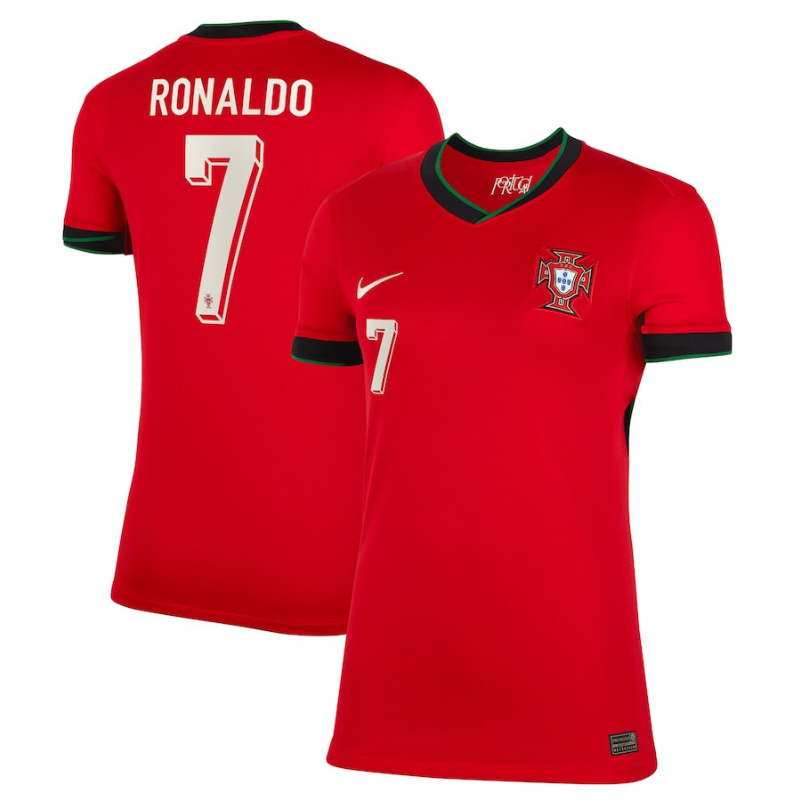 Cristiano Ronaldo 7 Portugal National Team 2024 Home Women Jersey – Red