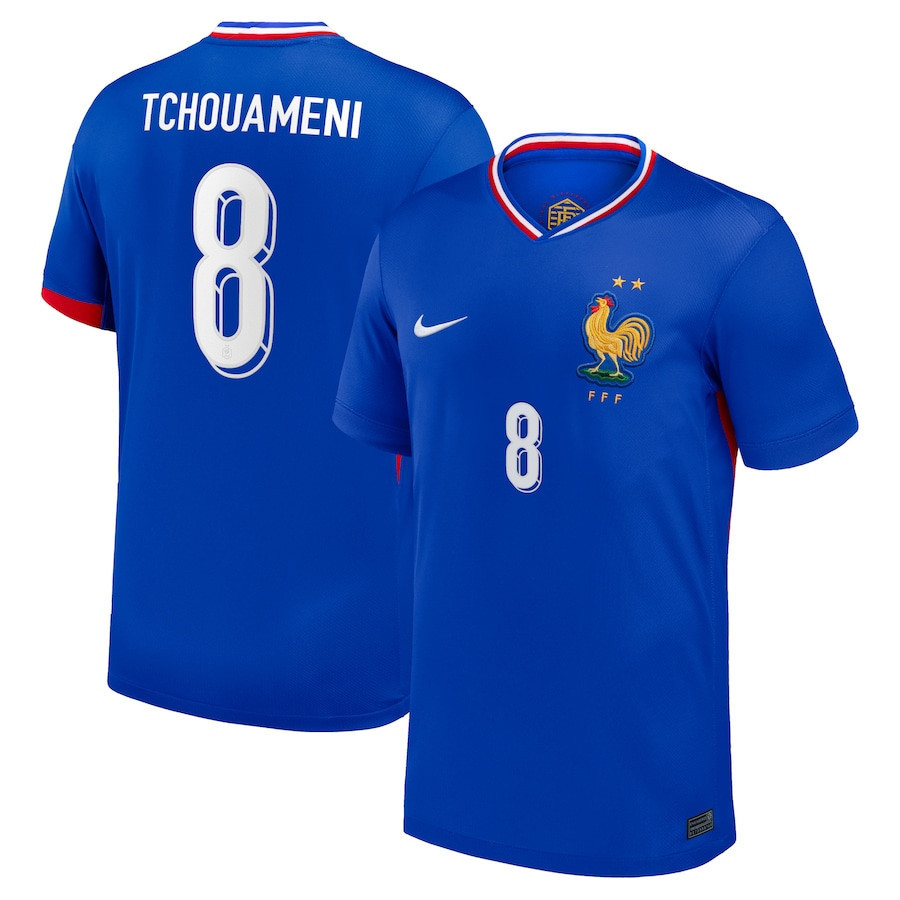 Aurlien Tchouamni 8 France National Team 2024 Home YOUTH Jersey – Blue