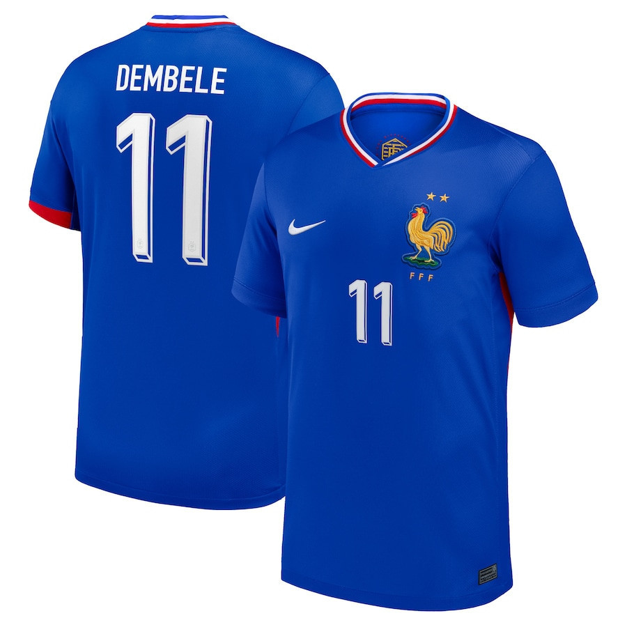 Ousmane Dembl 11 France National Team 2024 Home YOUTH Jersey – Blue