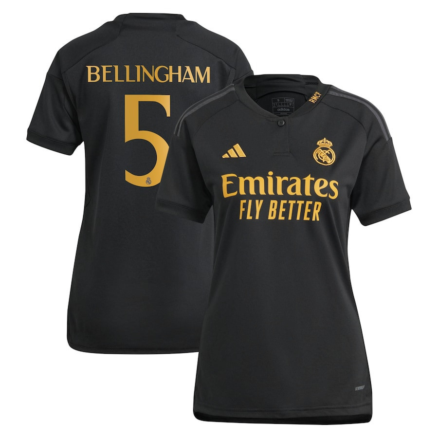 Jude Bellingham 5 Real Madrid Women's 2023/24 Third Player Jersey – Black