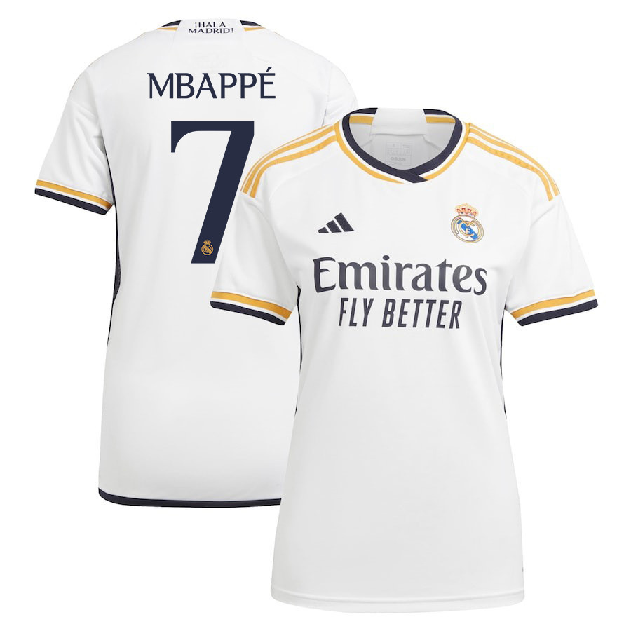 Kylian Mbapp 7 Real Madrid 2023-24 Women Home Jersey – White