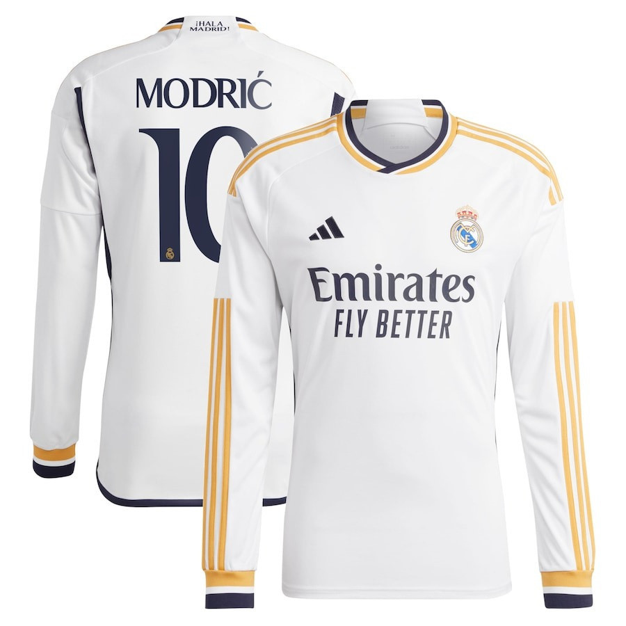 Luka Modric 10 Real Madrid 2023/24 Home Men Long Sleeve Jersey – White