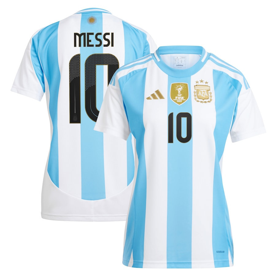 Lionel Messi 10 Argentina National Team 2024 Home Women Jersey – White