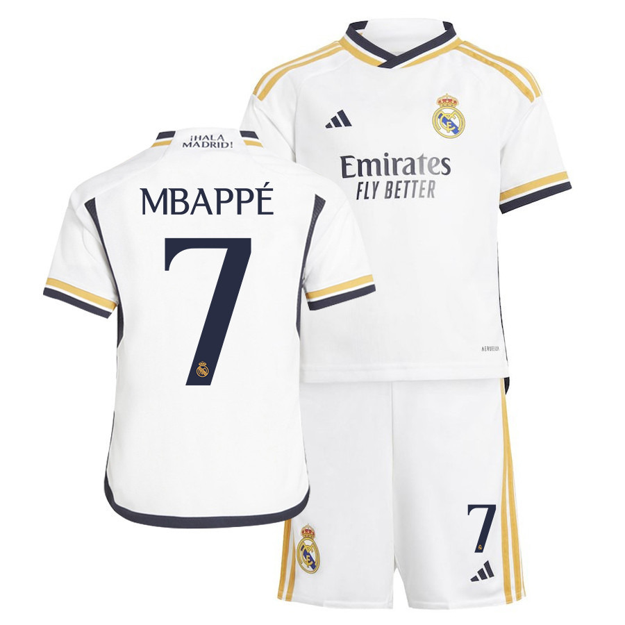 Kylian Mbapp 7 Real Madrid 2023-24 Home Jersey – Youth Kit