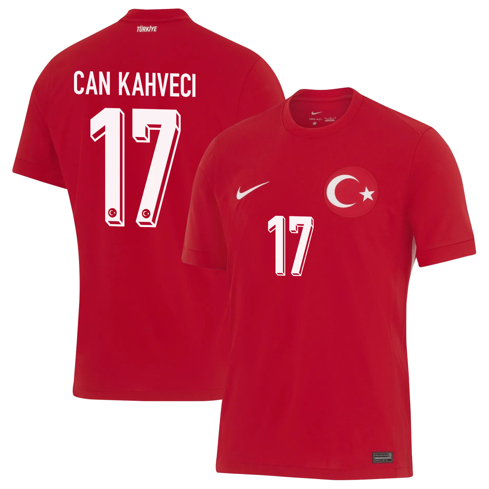 ?rfan Can Kahveci 17 Turkey National Team 2024 Away Stadium Men Jersey – Red