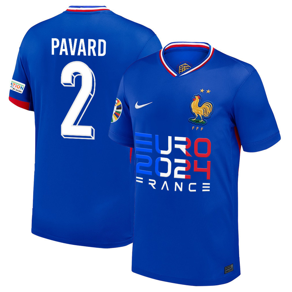 Benjamin Pavard 2 Legendary Footballer France National Team 2024/25 Home Jersey – Euro UEFA Patch – Men, Blue