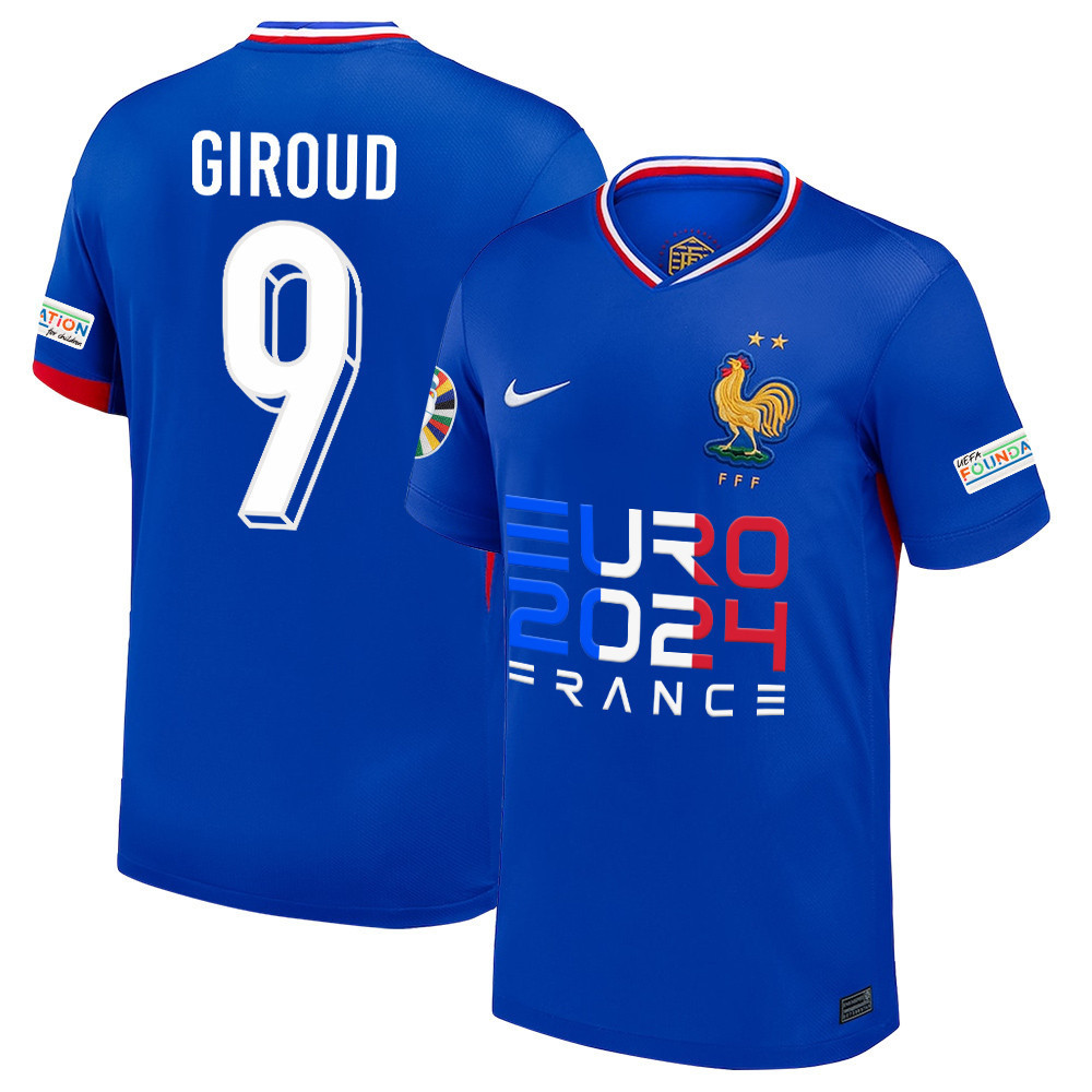 Olivier Giroud 9 Football Icon France National Team 2024/25 Home Jersey – Euro UEFA Patch – Men, Blue