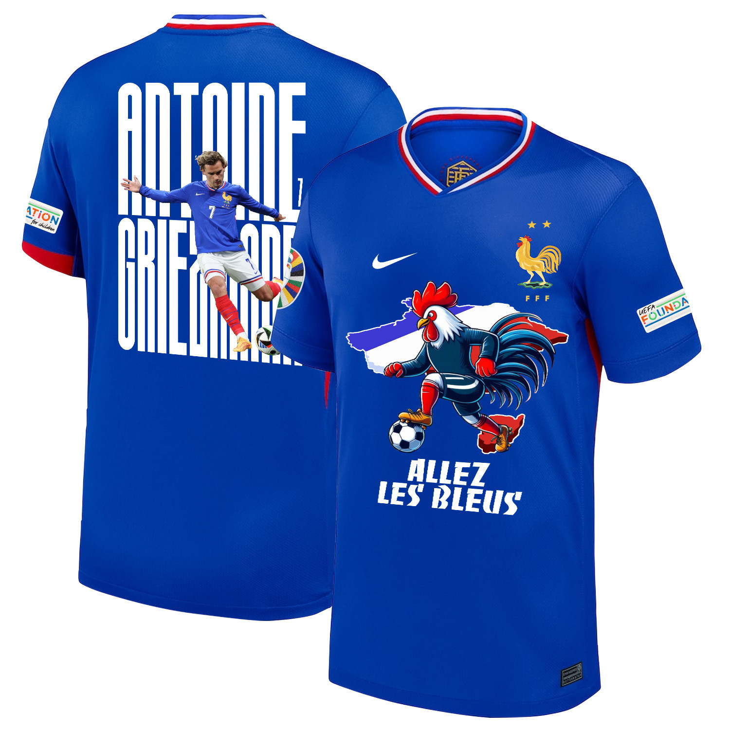 Antoine Griezmann 7 Key Player France National Team 2024/25 Home Jersey – Euro UEFA Patch – Men, Blue