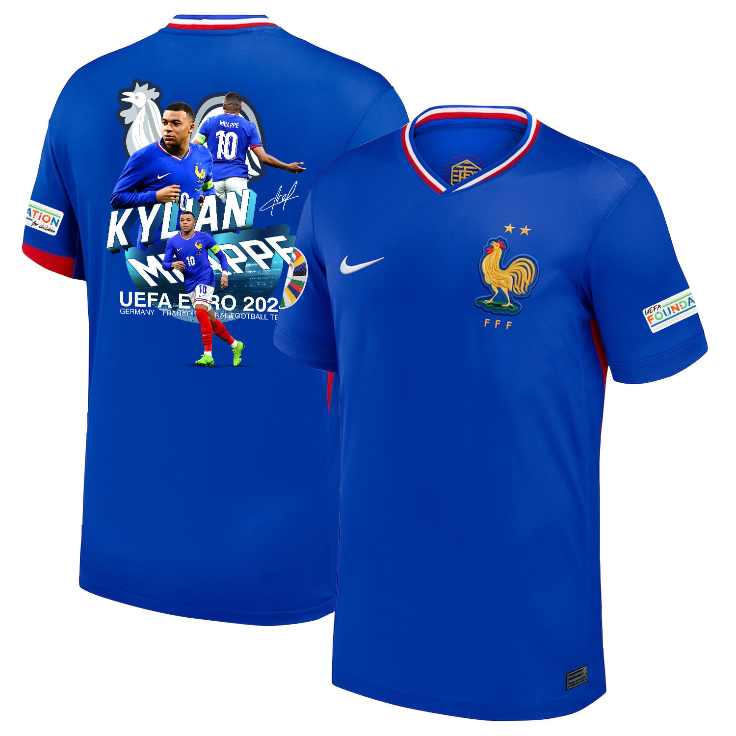 Kylian Mbapp 10 Star Player Of France National Team 2024/25 Home Jersey – Euro UEFA Patch – Men, Blue
