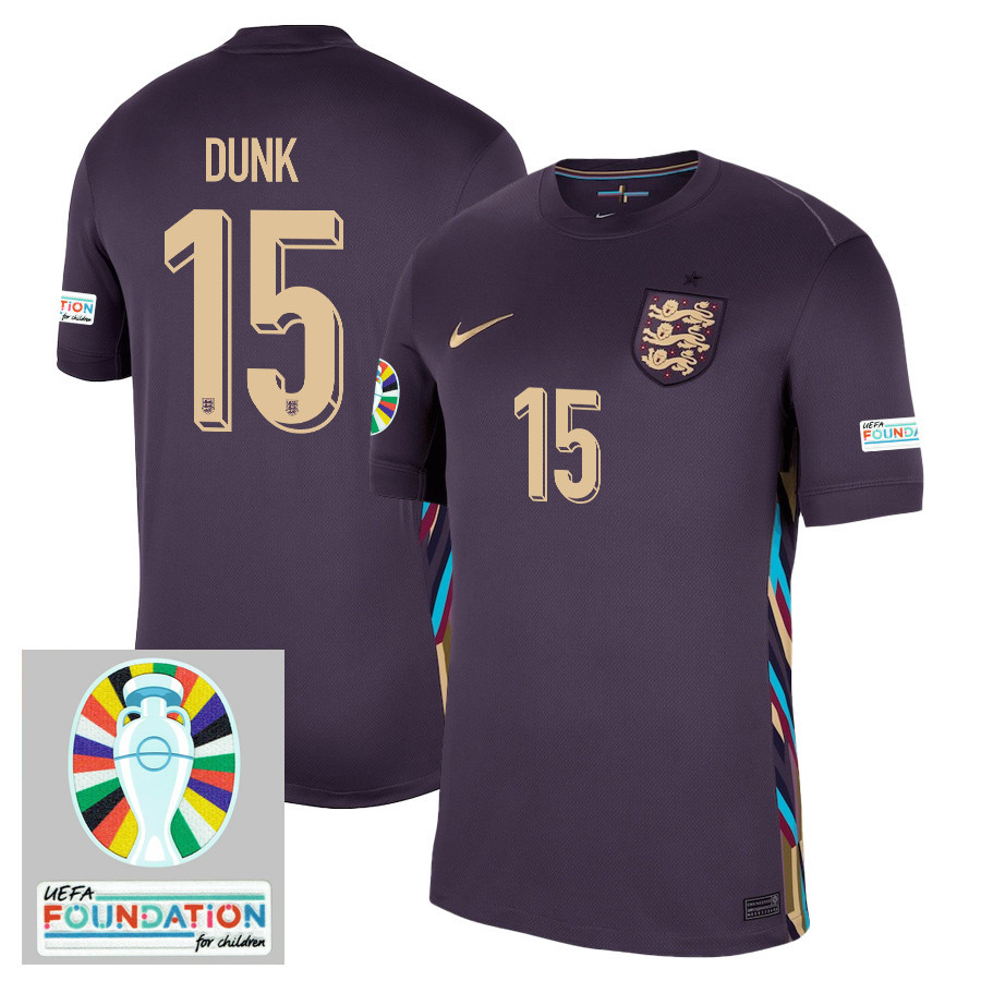 Lewis Dunk 15 England National Team 2024/25 Away Stadium Jersey – Euro UEFA Patch – Men