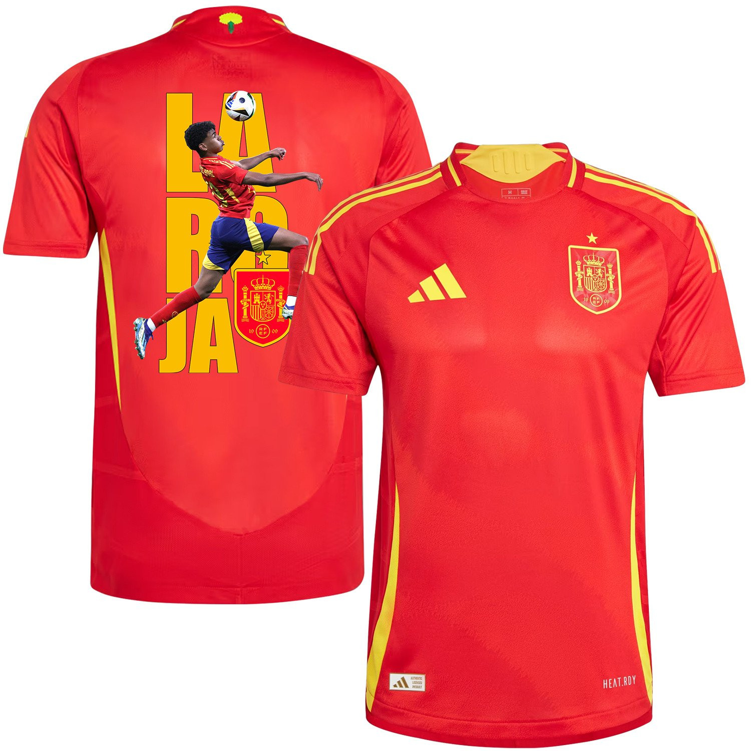 Lamine Yamal 19 The Rising Star Spain National Team 2024/25 Home Jersey – Euro UEFA Patch – Men, Scarlet