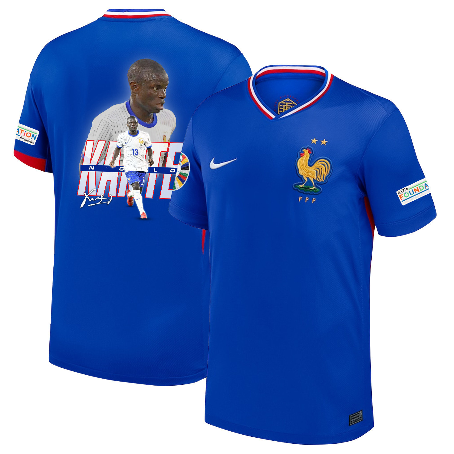N'Golo Kant 13 Skillful Player France National Team 2024/25 Home Jersey – Euro UEFA Patch – Men, Blue