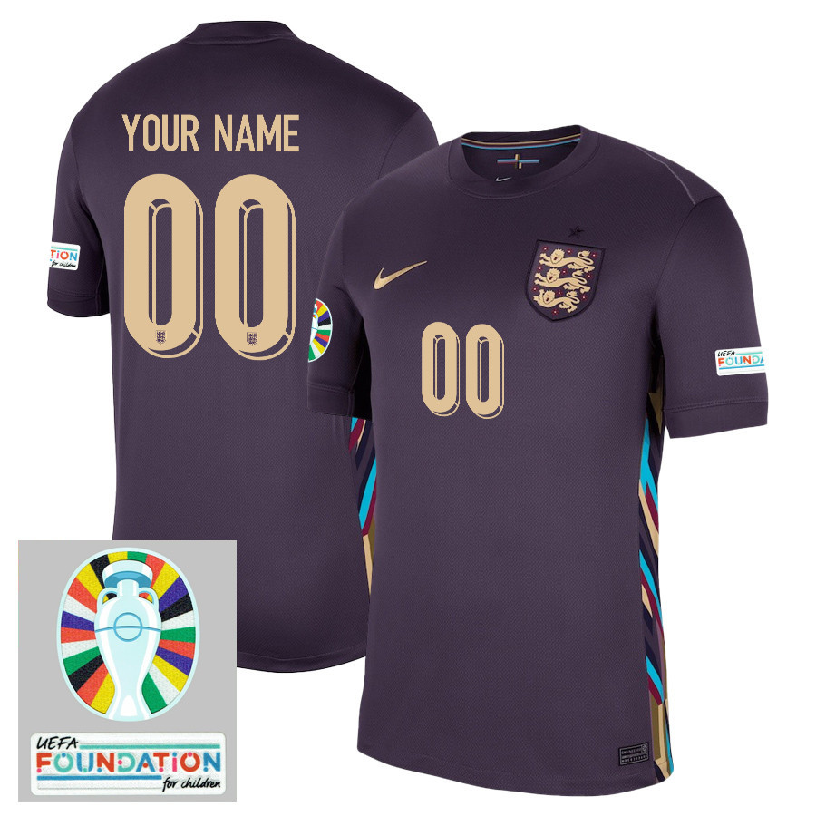 England National Team 2024/25 Away Stadium Jersey Customized – Euro UEFA Patch – Men