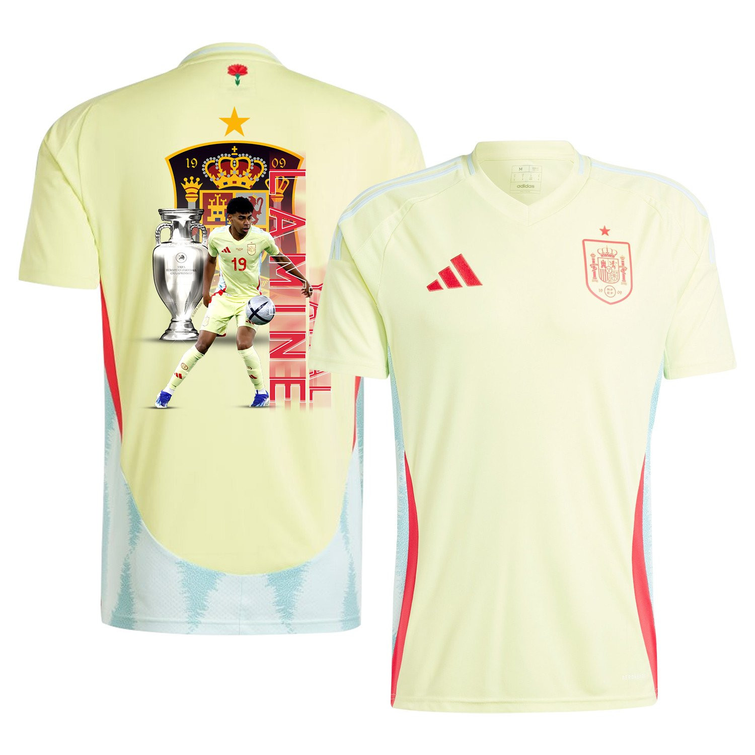 Lamine Yamal 19 Skillful Player Spain National Team 2024/25 Away Jersey – Euro UEFA Patch – Men, Yellow