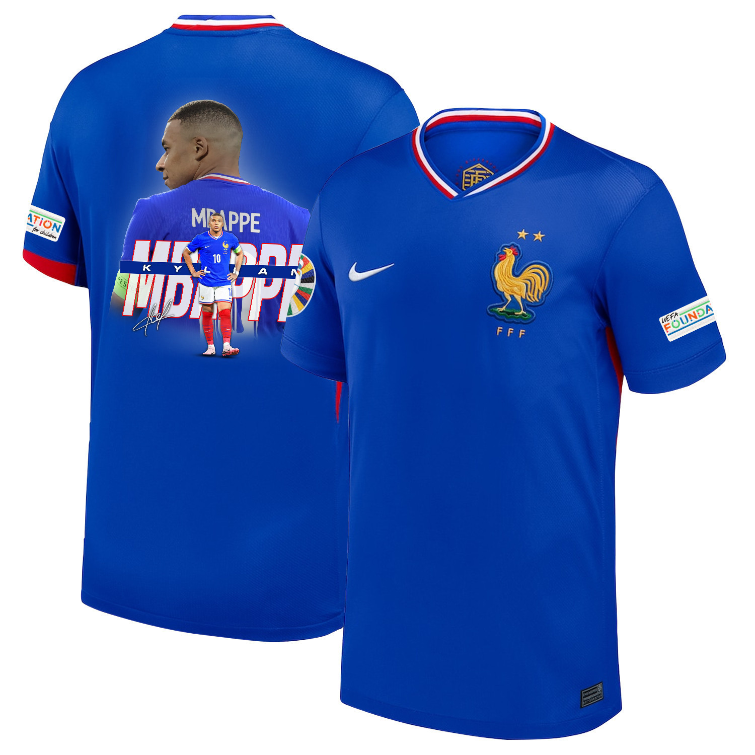 Kylian Mbapp 10 Visionary Player France National Team 2024/25 Home Jersey – Euro UEFA Patch – Men, Blue