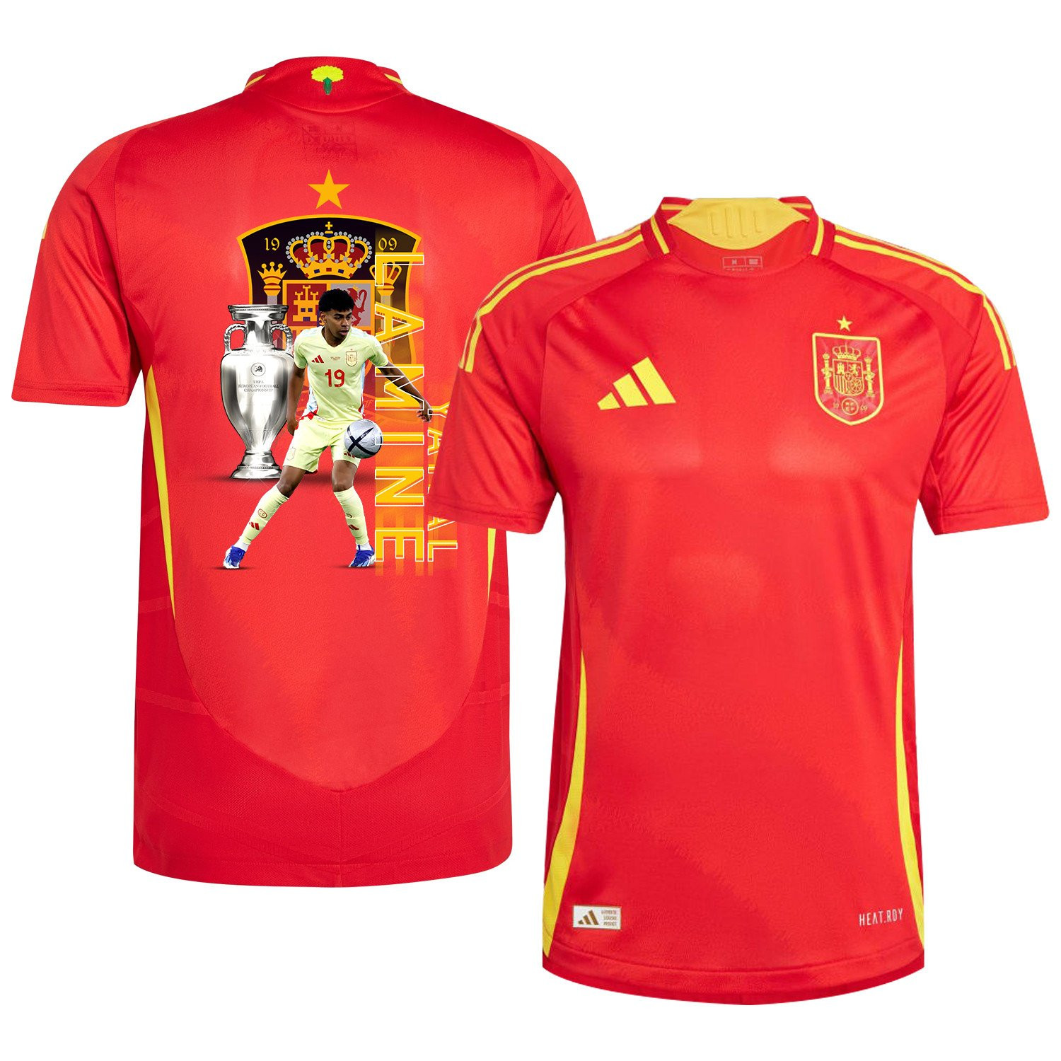 Lamine Yamal 19 Skillful Player Spain National Team 2024/25 Home Jersey – Euro UEFA Patch – Men, Scarlet