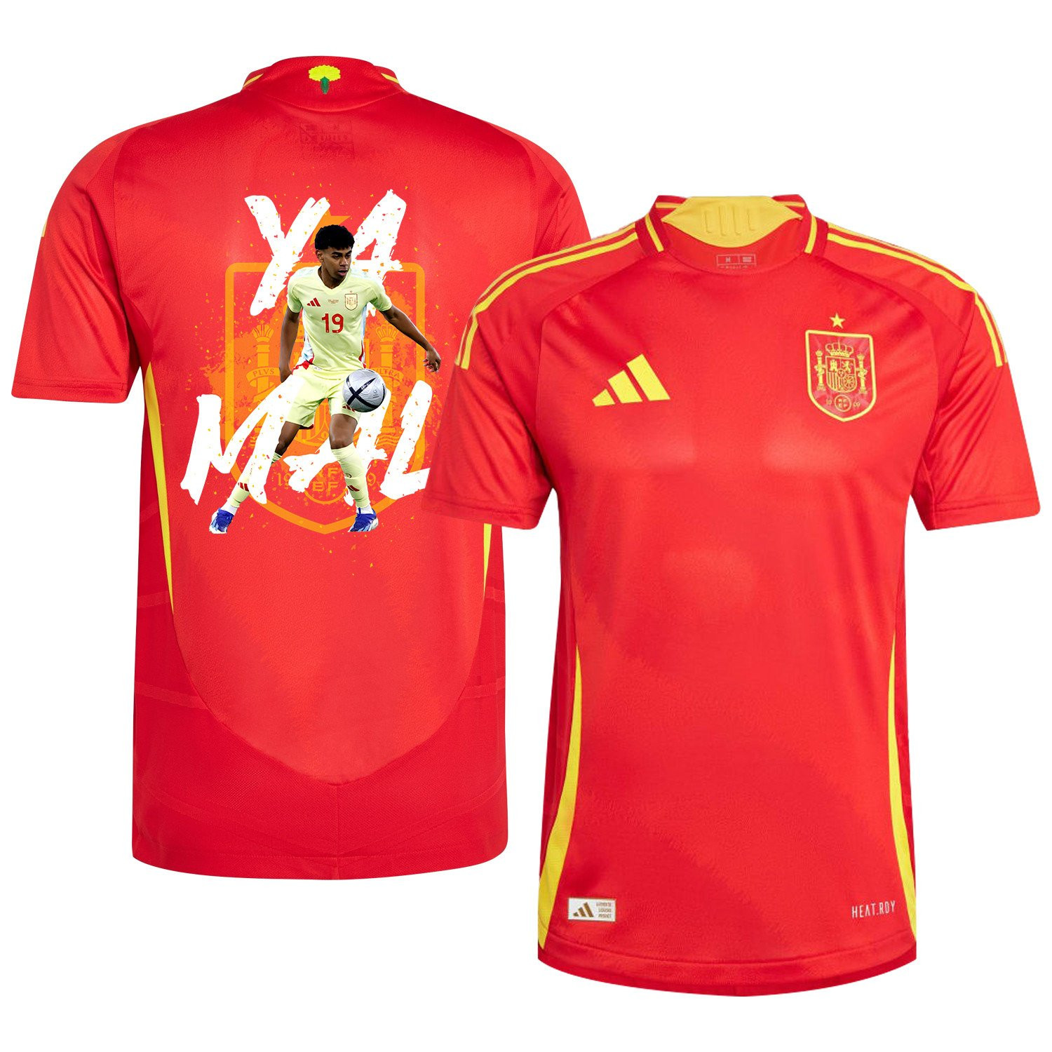 Lamine Yamal 19 The Key Player Spain National Team 2024/25 Home Jersey – Euro UEFA Patch – Men, Scarlet