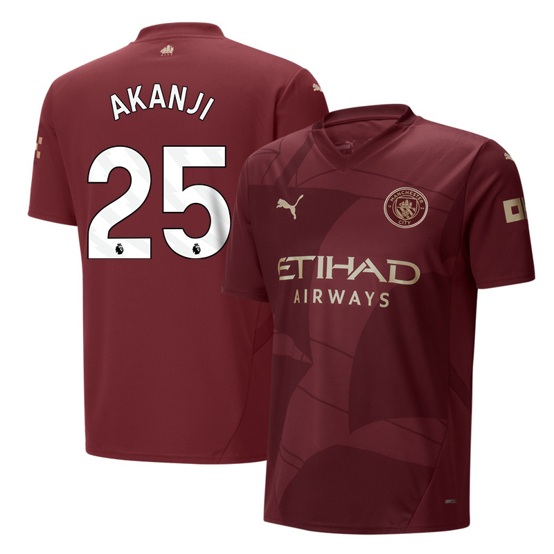 Manuel Akanji 25 Manchester City 2024/25 Third Men Jersey – Burgundy