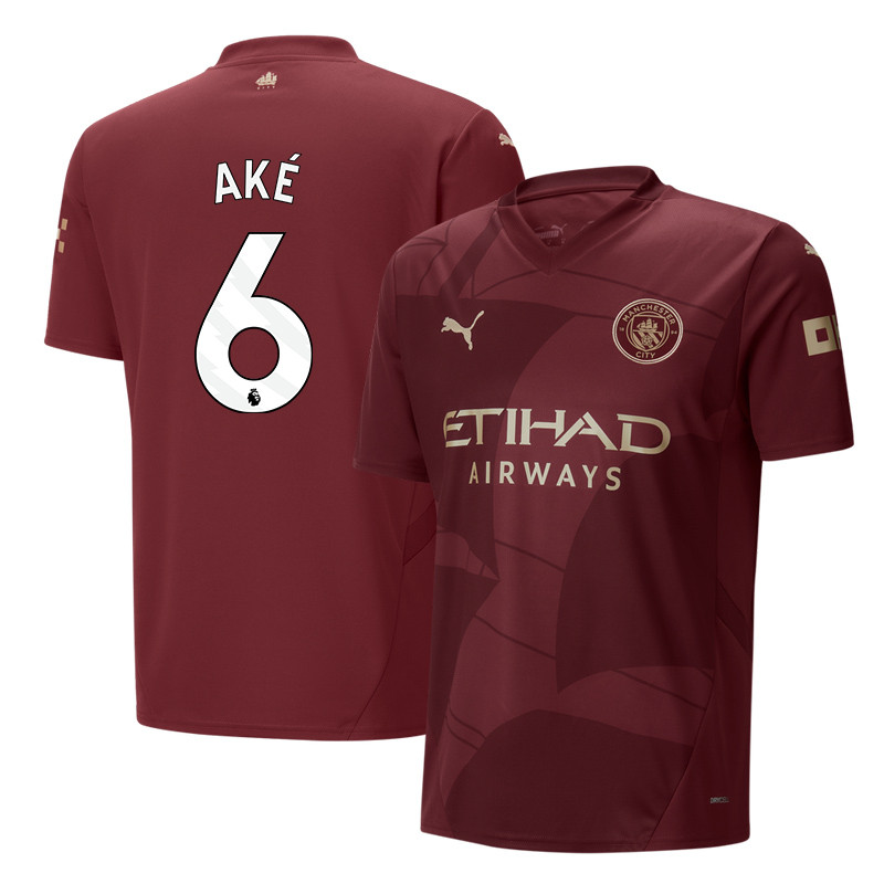 Nathan Ak 6 Manchester City 2024/25 Third Men Jersey – Burgundy