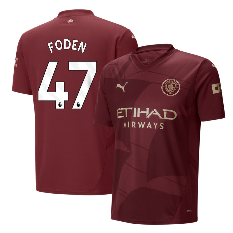 Phil Foden 47 Manchester City 2024/25 Third Men Jersey – Burgundy
