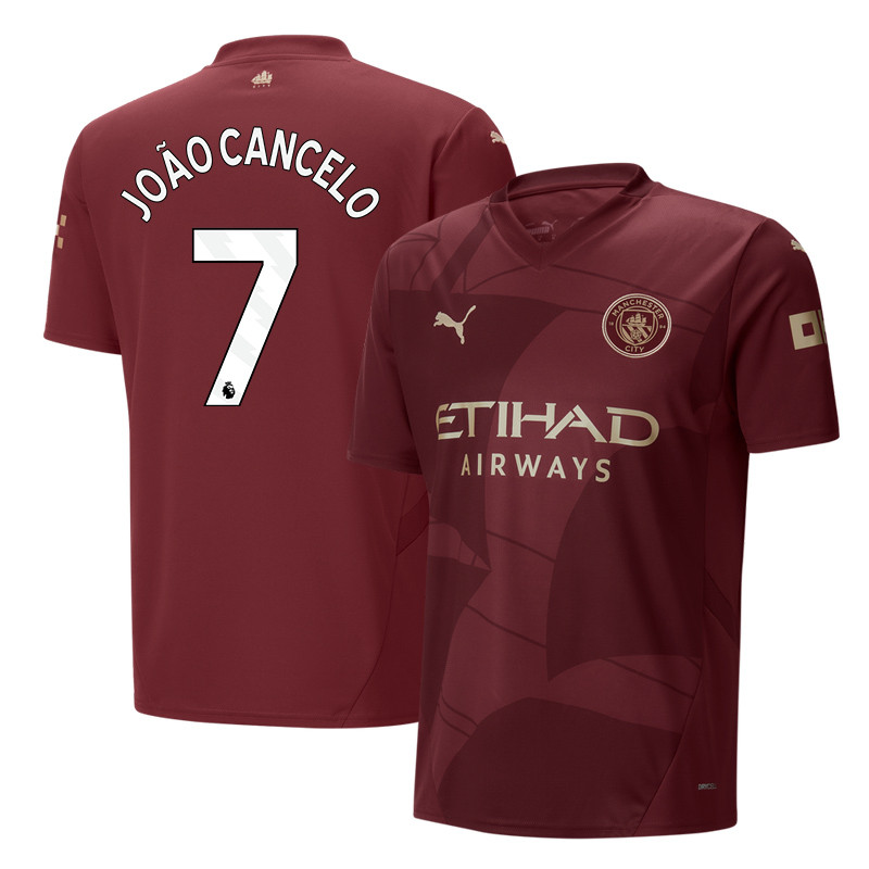 Joo Cancelo 7 Manchester City 2024/25 Third Men Jersey – Burgundy
