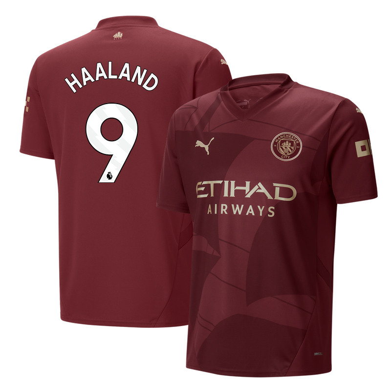 Erling Haaland 9 Manchester City 2024/25 Third Men Jersey – Burgundy