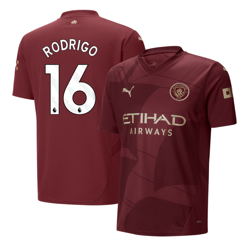 Rodrigo 16 Manchester City 2024/25 Third Men Jersey – Burgundy