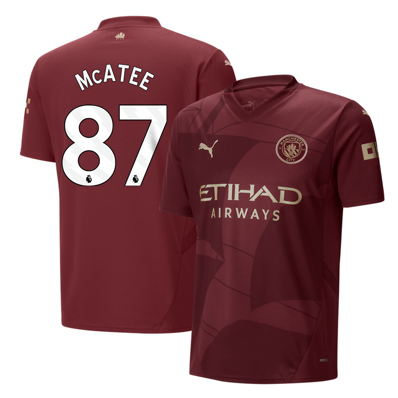 James McAtee 87 Manchester City 2024/25 Third Men Jersey – Burgundy
