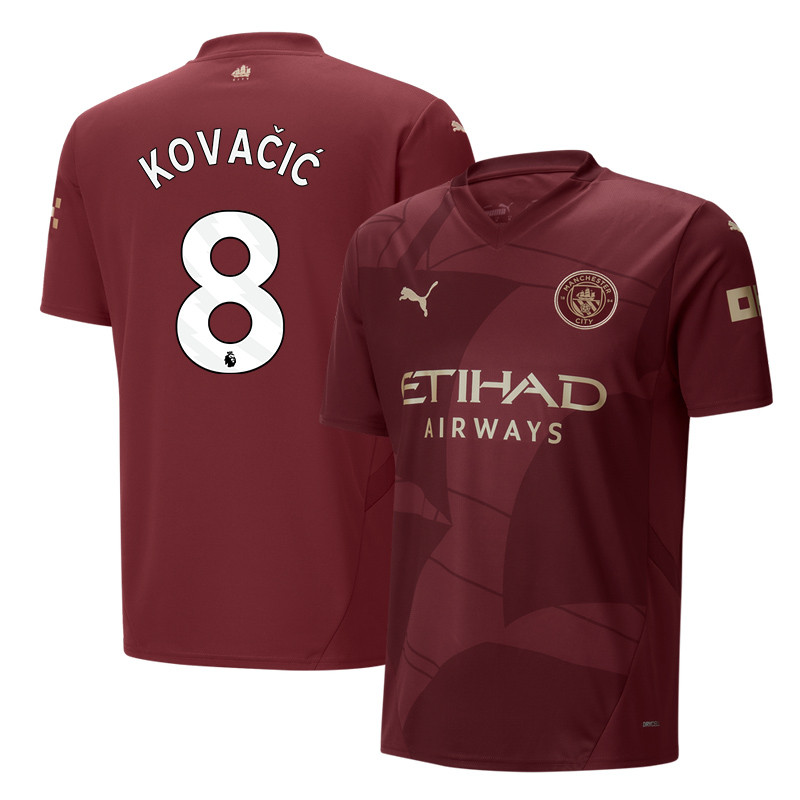 Mateo Kovacic 8 Manchester City 2024/25 Third Men Jersey – Burgundy